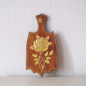 Vintage wooden hand carved trivet - Cutting board - Kitchen wall decor - Made in USSR