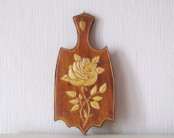 Vintage wooden hand carved trivet - Cutting board - Kitchen wall decor - Made in USSR