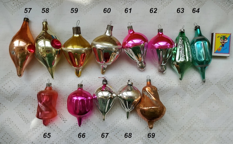 Vintage Soviet Christmas tree decoration, Silver Indent Glass Ornament, Christmas decor, Retro Tree decoration, Made in USSR. Set 4 image 4