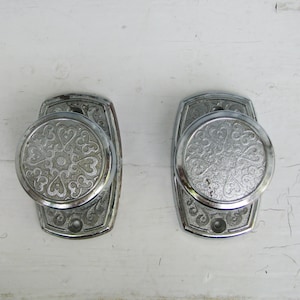 Vintage Silver Metal Door Handles, Door Knobs, Furniture Supply. One pair