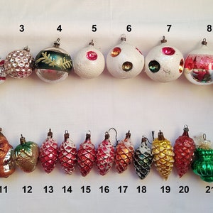 Christmas Silver Mercury Glass Ornaments, Germany Christmas tree decorations Made in DDR or USSR 1 image 2