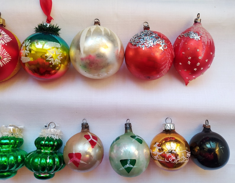 Christmas Silver Mercury Glass Ornaments, Germany Christmas tree decorations Made in DDR or USSR 1 image 10