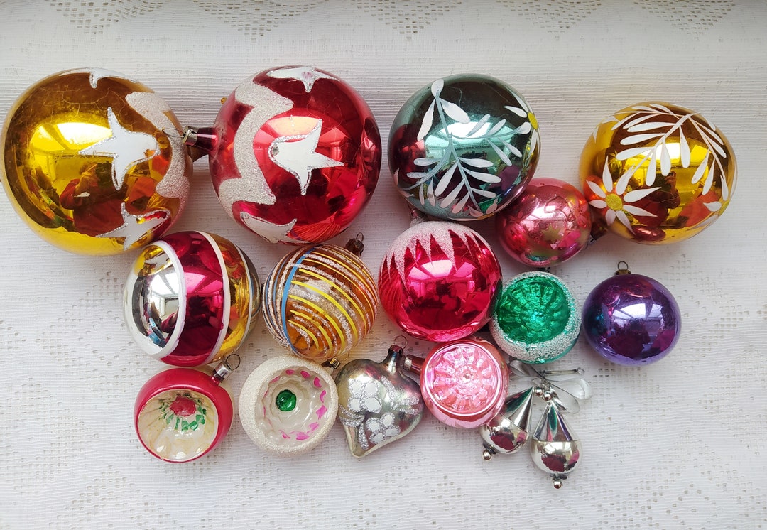 チェコスロバキアのアンティーク水銀ガラスのクリスマスツリーの飾り