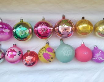 Soviet Christmas tree decorations snowflake, Ball Bulb Christmas Glass Ball Ornaments - Made in USSR 1