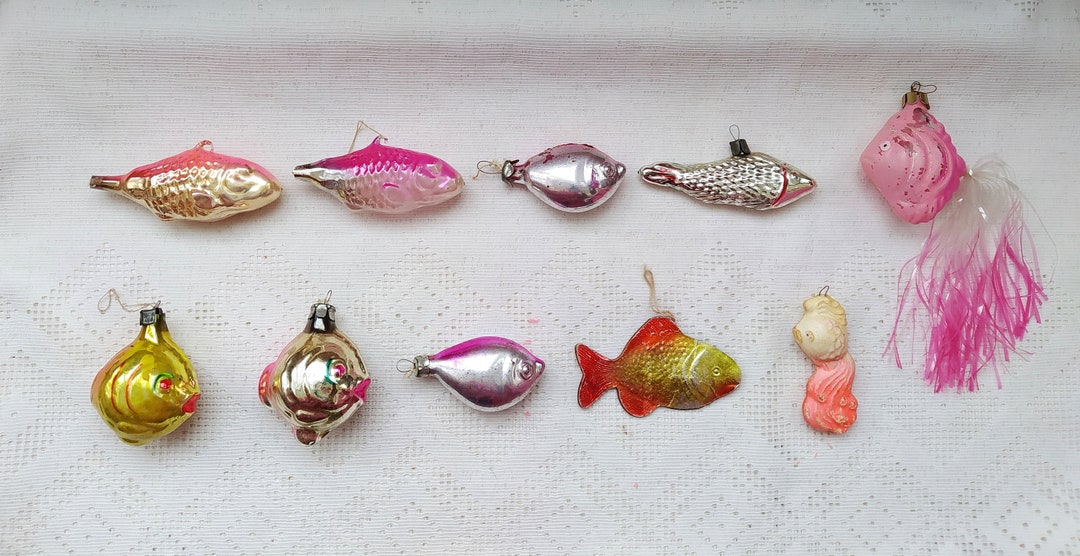 Photo inspiration: Vintage Soviet Christmas Tree Decorations Gold Fish Glass Ornaments Photo Inspiration