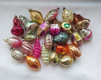 Vintage Christmas tree decorations, Christmas mercury Glass Ornaments - Made in USSR 21