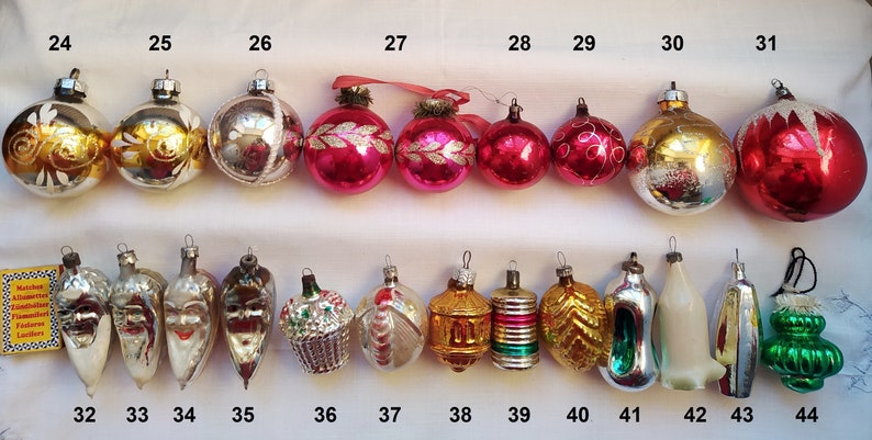 Christmas Silver Mercury Glass Ornaments, Germany Christmas tree decorations Made in DDR or USSR 1 image 3