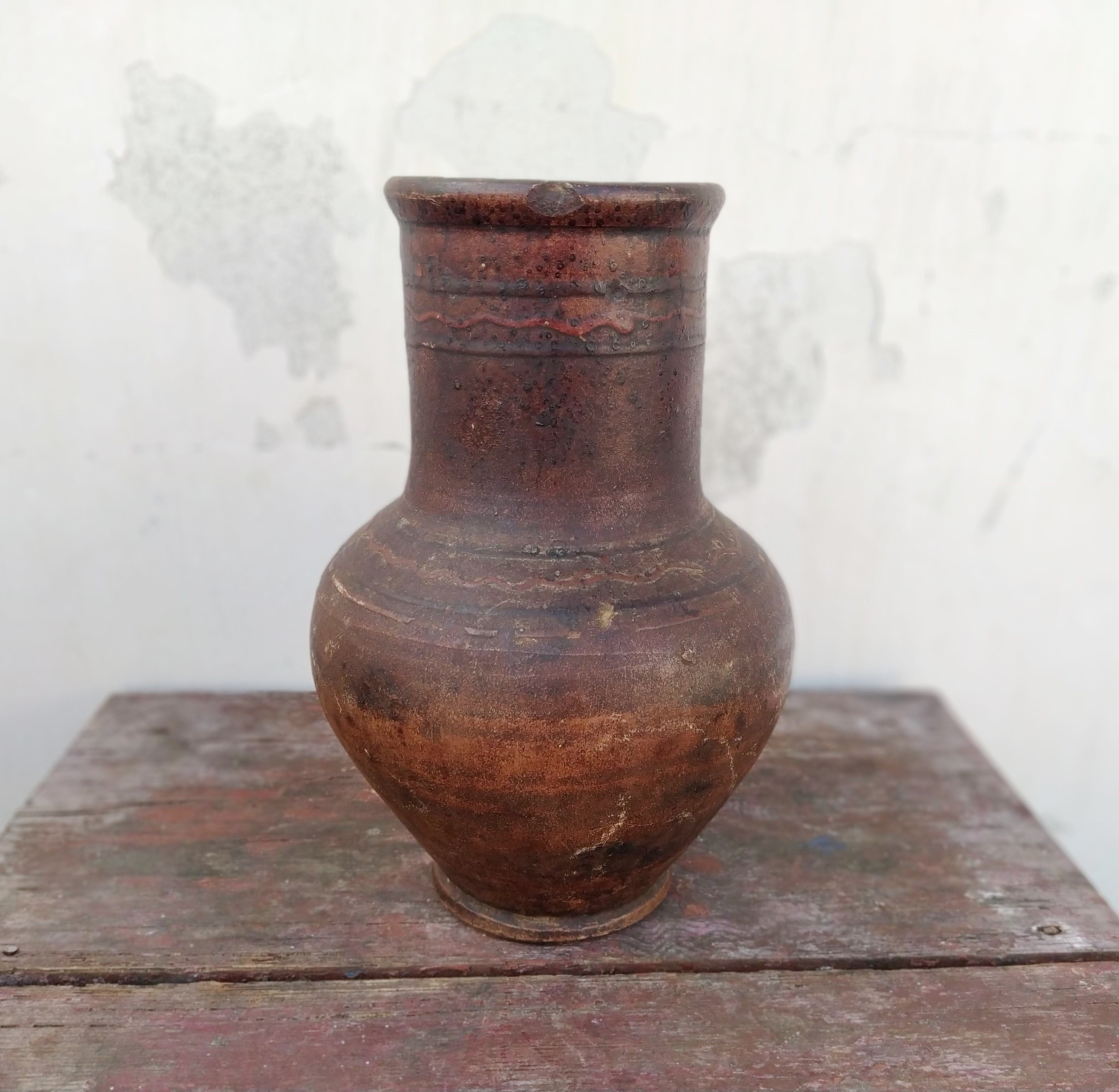 Old antique ancient clay vessel vase without handle. Brown Etsy