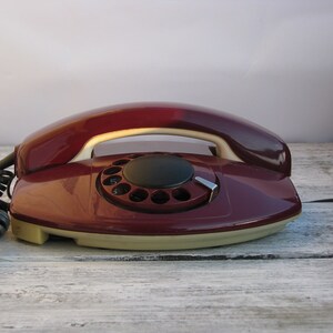 Vintage Purple Rotary Phone, Working condition. Soviet vintage, Made in USSR in 1980s image 2