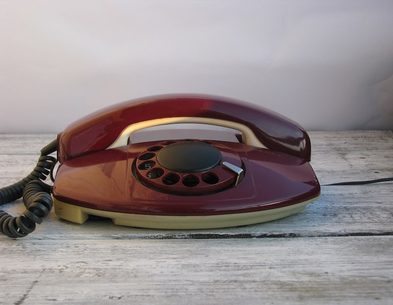 Vintage Purple Rotary Phone, Working condition. Soviet vintage, Made in USSR in 1980s image 2