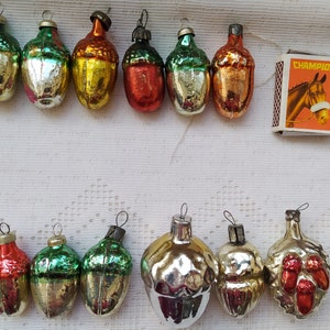 Vintage Soviet Christmas tree decorations. Acorn mercury Glass Ornament. Christmas retro decor, mini Christmas ornaments. Made in USSR image 7