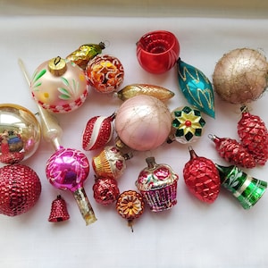 Adornos navideños de cristal de mercurio plateado, adornos para árboles de Navidad de Alemania - Fabricados en la RDA o la URSS 2