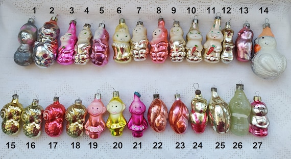 Animals mercury glass Christmas ornaments. Vintage Christmas Zoo decor, Retro Tree decorations. Soviet vintage, Made in USSR