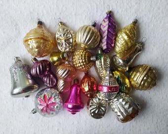 Vintage Christmas tree decorations, Christmas mercury Glass Ornaments - Made in USSR 23