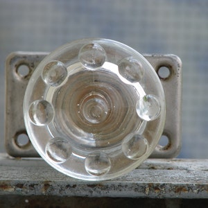 Vintage Not Used Door Handle, Door Knob. Tranparent Glass and Metal. Furniture Supply