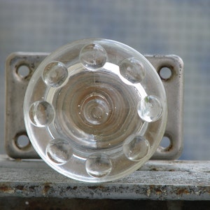 Vintage Not Used Door Handle, Door Knob. Tranparent Glass and Metal. Furniture Supply image 1