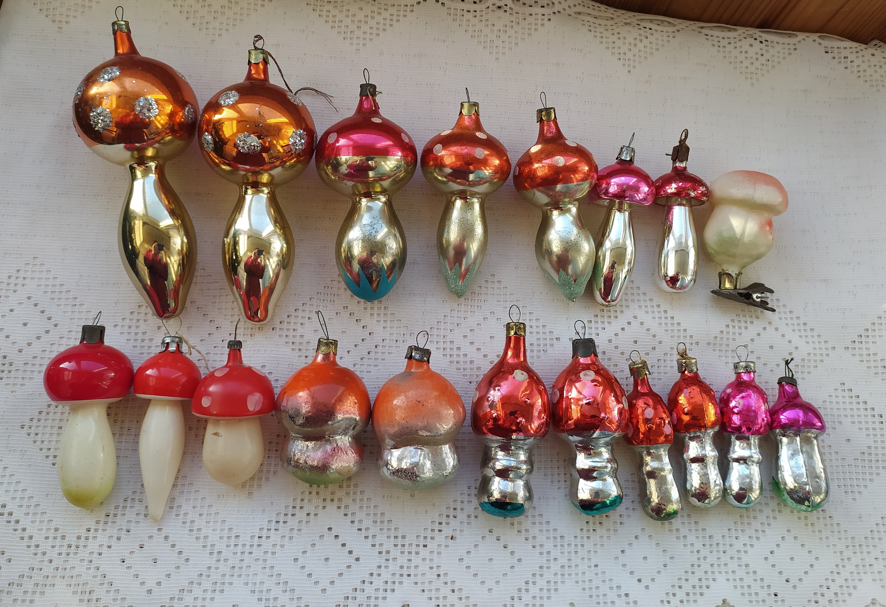 Vintage Mushroom Christmas Tree Decorations Glass Ornaments.  Etsy