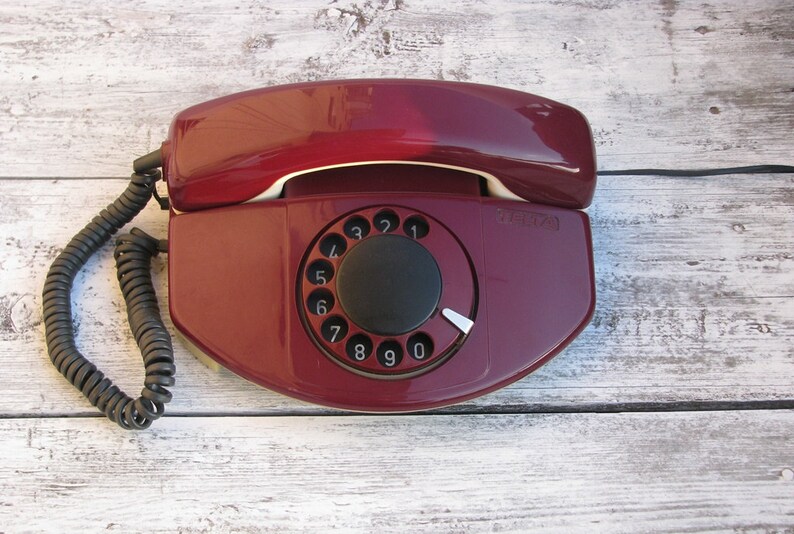 Vintage Purple Rotary Phone, Working condition. Soviet vintage, Made in USSR in 1980s image 1