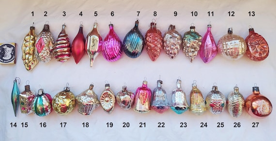 ヴィンテージのクリスマスツリーの飾り、クリスマスの水銀ガラスの