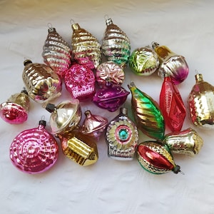 Vintage Christmas tree decorations, Christmas mercury Glass Ornaments - Made in USSR #3