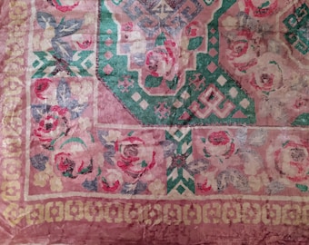 Vintage Plush Luxurious fabric (viscose on cotton base). Pink rose vintage plush - 65 x 95 cm