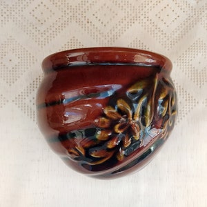 wall pocket USSR brown flower vase Vintage Ceramic Hanging Vase wall hanging planter home decor