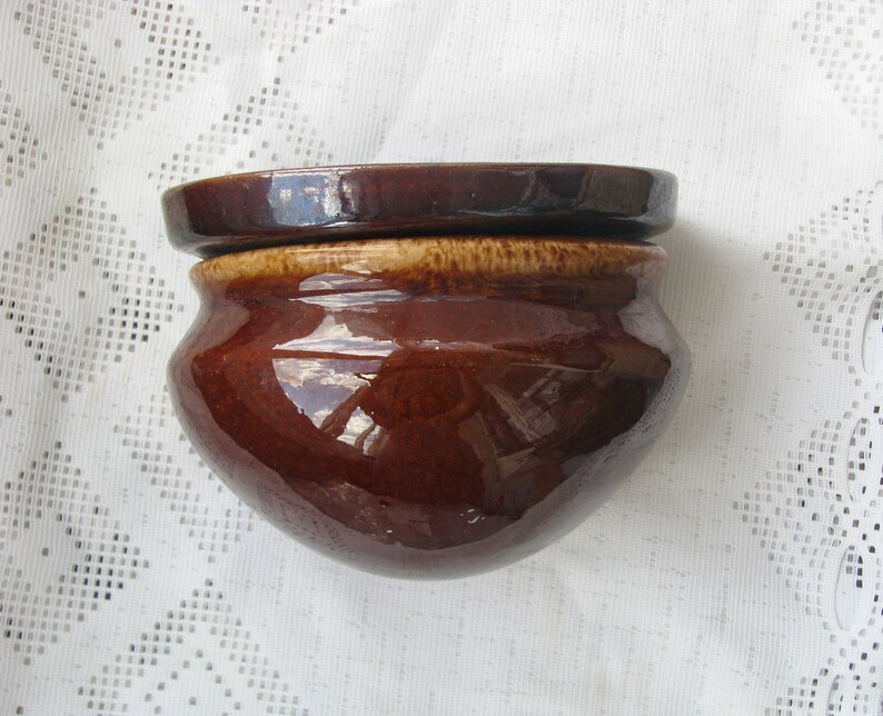 wall pocket USSR brown flower vase Vintage Ceramic Hanging Vase wall hanging planter home decor