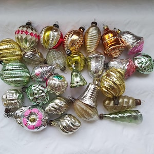 Vintage Christmas tree decorations, Christmas mercury Glass Ornaments - Made in USSR 27