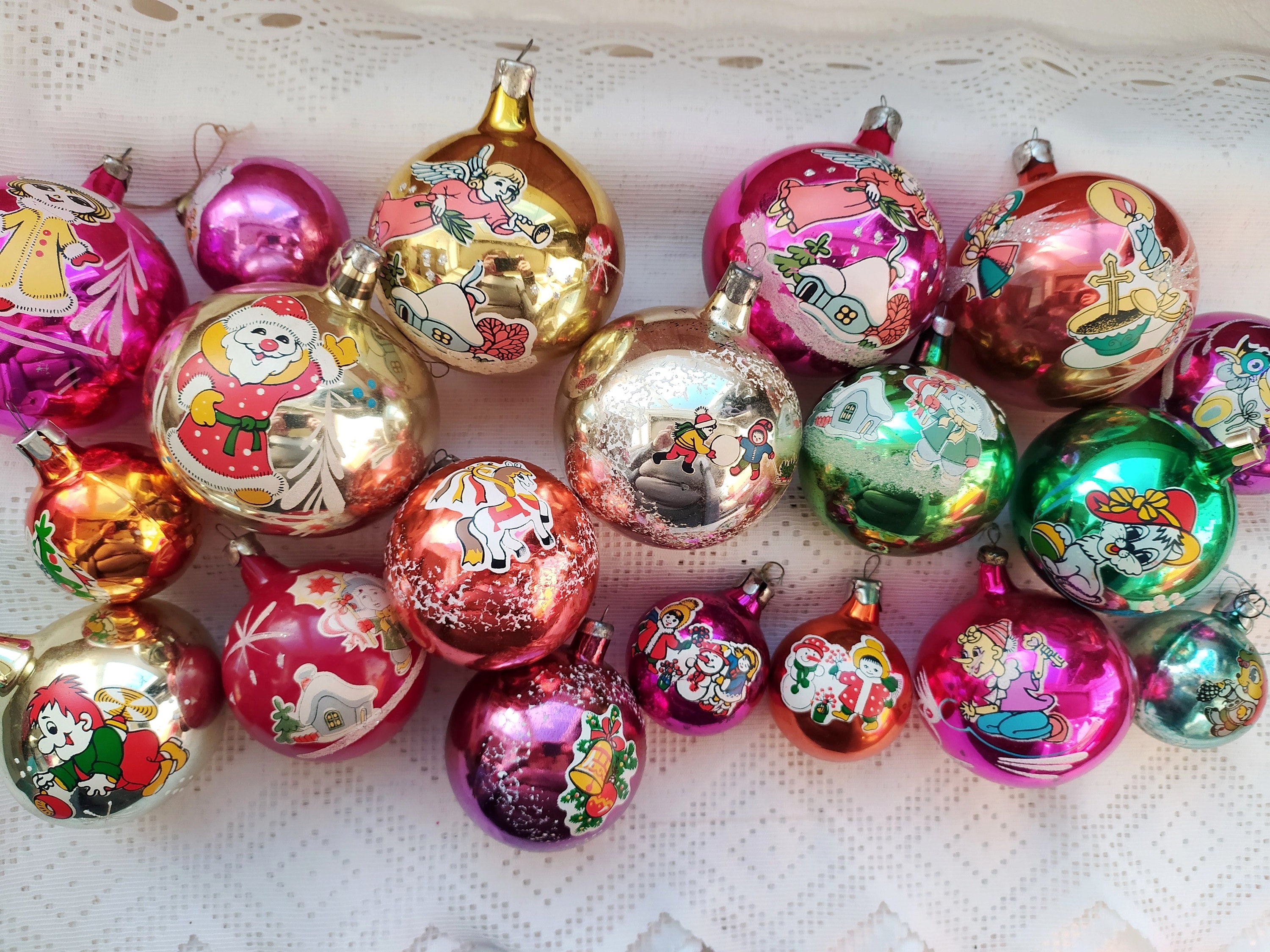 Soviet Christmas Tree Decorations Snowflake, Ball Bulb Christmas