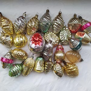 Vintage Christmas tree decorations, Christmas mercury Glass Ornaments - Made in USSR 26