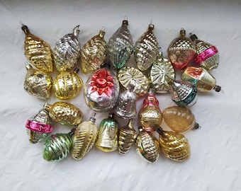 Vintage Christmas tree decorations, Christmas mercury Glass Ornaments - Made in USSR 26