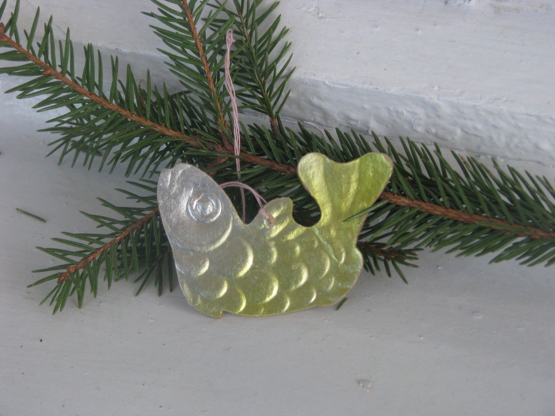 RARE Christmas tree decoration Fish Cardboard Christmas Etsy