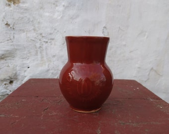 Pretty small clay vessel - Brown clay pot - Rustic bowl - Primitives decor - Country decor