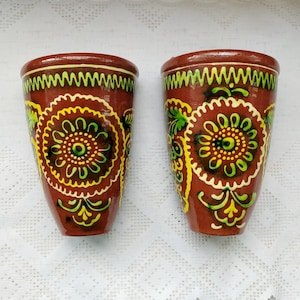 Set of 2 Vintage Ceramic Hanging Vases - wall hanging planters - wall pocket - flower vase - home decor - USSR