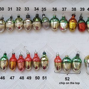 Vintage Soviet Christmas tree decorations. Acorn mercury Glass Ornament. Christmas retro decor, mini Christmas ornaments. Made in USSR image 3