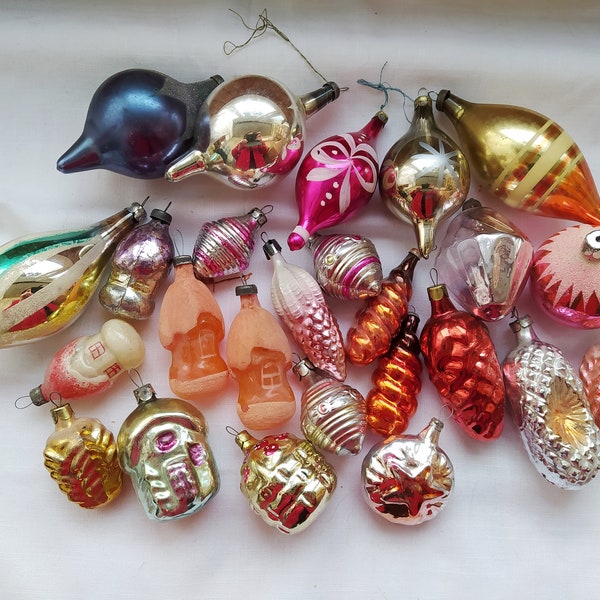 Vintage Christmas tree decorations, Christmas mercury Glass Ornaments - Made in USSR 22