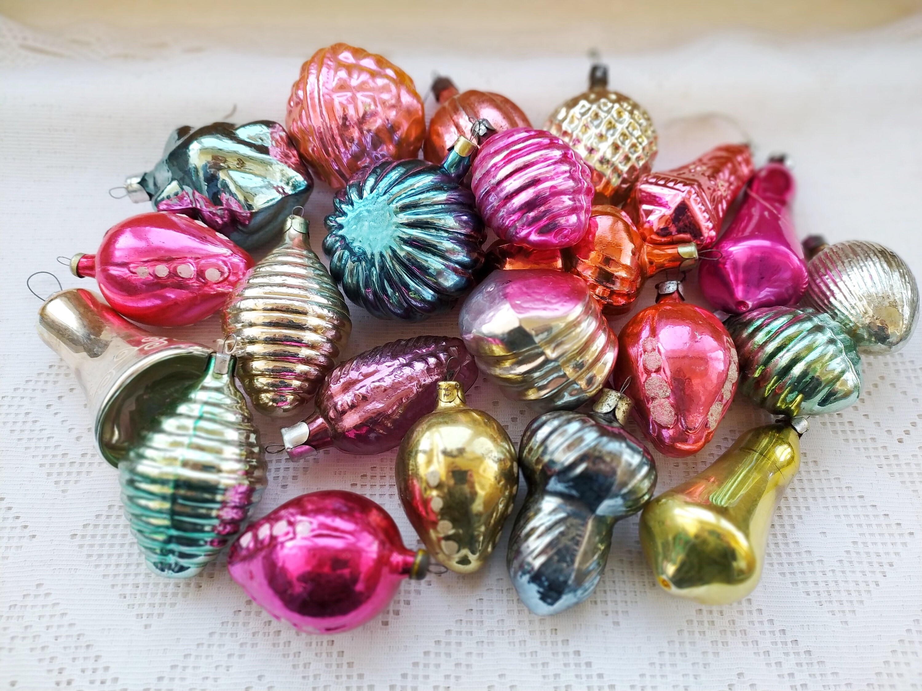 Vintage Christmas Tree Decorations, Christmas Mercury Glass