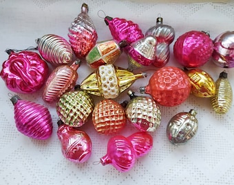 Vintage Christmas tree decorations, Christmas mercury Glass Ornaments - Made in USSR #4