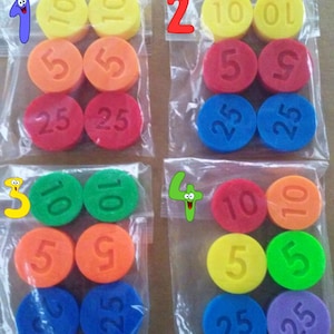 LOT 6 vervangende munten Fisher Price-compatibele kassa 1975 - 2011 en 2015 Veelkleurig