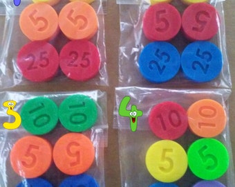 LOT 6 Replacement Coins Fisher Price compatible Cash Register 1975 - 2011 & 2015 Multi colored