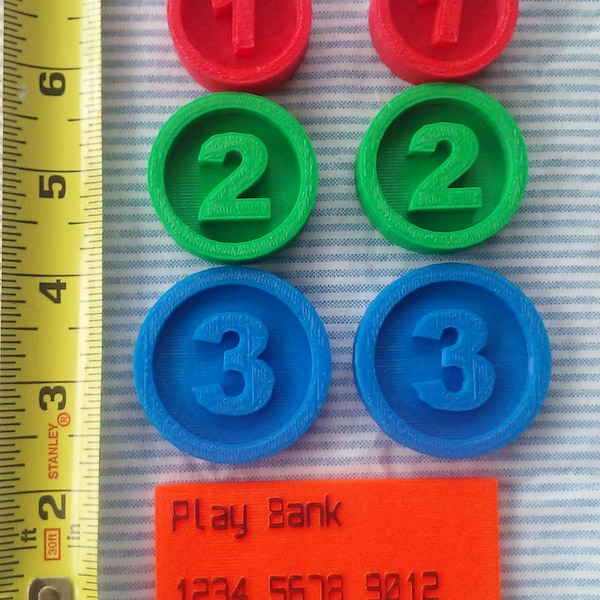 LOT 6 Replacement Coins compatible Melissa and Doug Sort Swipe Cash Register