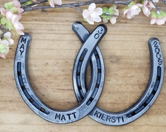 Engraved Linked Horseshoe Wall Hanging, 11th Anniversary Gift, For Horse Lovers