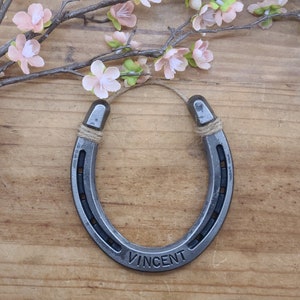 Engraved Horseshoe Wall Hanging, Gift For Equestrians, Stall Sign image 1