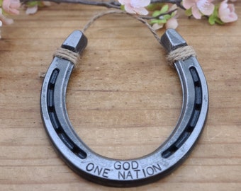 Patriotic Home Decor, American Decor, One Nation Under God, Christian Decor, Horseshoe Decor, Decorative Horseshoe