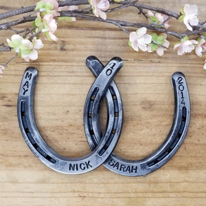 Personalized Linked Horseshoe Wall Hanging, Steel Anniversary Gift, For Horse Lovers