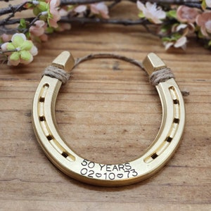 50th Anniversary Gift, Horse Lover Gift, Engraved Horseshoe, Gold Anniversary Gifts, Gift for the Couple