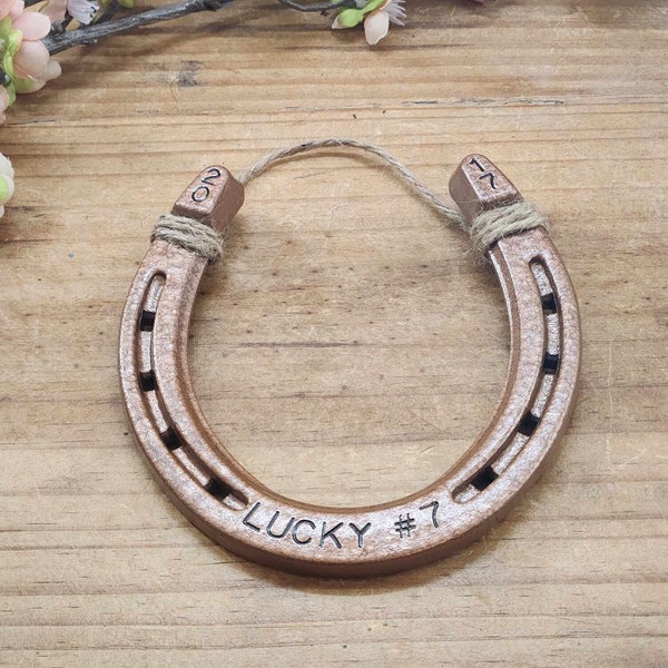 7th Anniversary Gift, Engraved Copper Horseshoe, Copper Anniversary Gift, Gift for the Couple