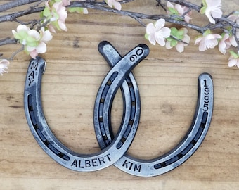 Personalized Linked Horseshoe Wall Hanging, Anniversary Gift, For Horse Lovers