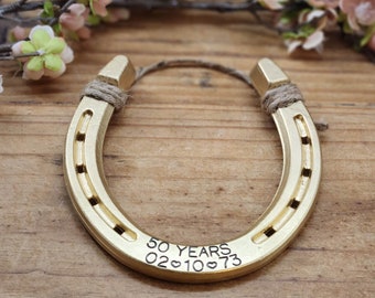 50th Anniversary Gift, Horse Lover Gift, Engraved Horseshoe, Gold Anniversary Gifts, Gift for the Couple