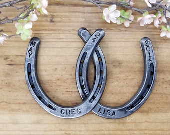 Personalized Intertwined Horseshoe Wall Hanging, Anniversary Gift, For Horse Lovers